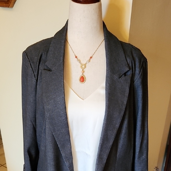 Skies Are Blue Dark Gray Blazer with Notched Lapel Boyfriend Fit, Size XL - Picture 6 of 15